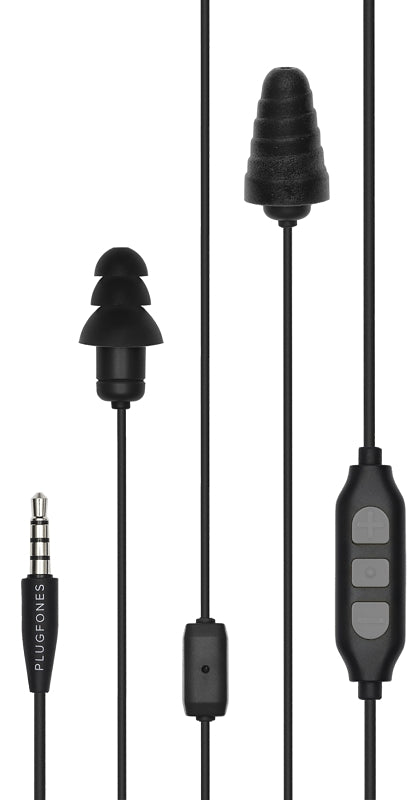 PLUGFONES Plugfones Guardian Plus PGP-BB Earphones, 23/26 dB SPL, Black