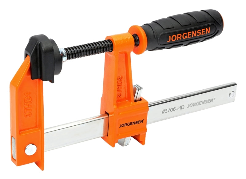 PONY Pony 3706-HD Heavy-Duty Bar Clamp, 1000 lb, 6 in Max Opening Size, 3 in D Throat, Steel Body TOOLS PONY