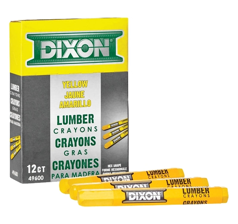 DIXON TICONDEROGA Ticonderoga 49600 Lumber Crayon, Yellow, 1/2 in Dia, 4-1/2 in L TOOLS DIXON TICONDEROGA