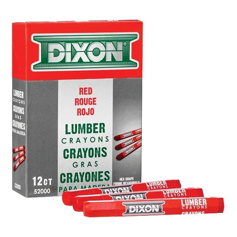 DIXON TICONDEROGA Dixon Ticonderoga 52000 Lumber Crayon, Red, 4-1/2 in L, 1/2 in Dia