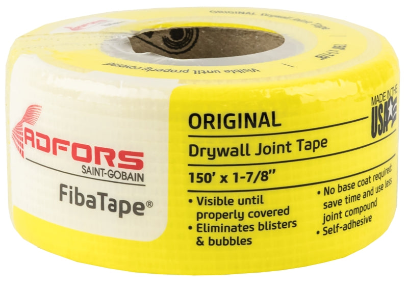 ADFORS Adfors FibaTape FDW8659-U Standard Drywall Tape, 150 ft L, 1-7/8 in W, Yellow