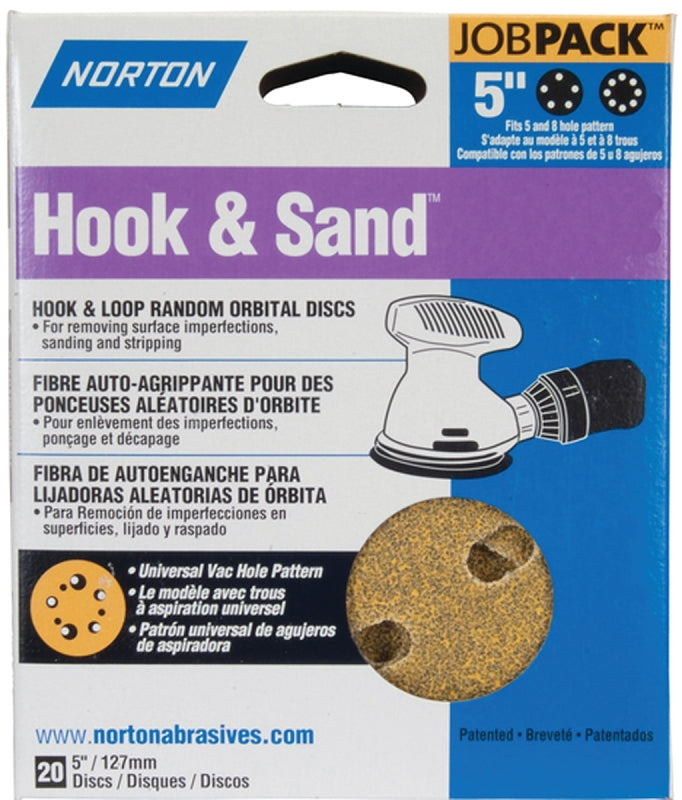 NORTON Norton 49222 Sanding Disc, 5 in Dia, Coated, P100 Grit, Medium, Aluminum Oxide Abrasive