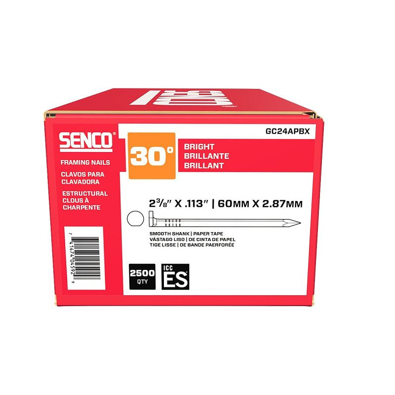 SENCO Senco GC Series GC24APBX Collated Nail, 2-3/8 in L, Steel, Bright Basic, Offset Full Round Head, Smooth Shank HARDWARE & FARM SUPPLIES SENCO