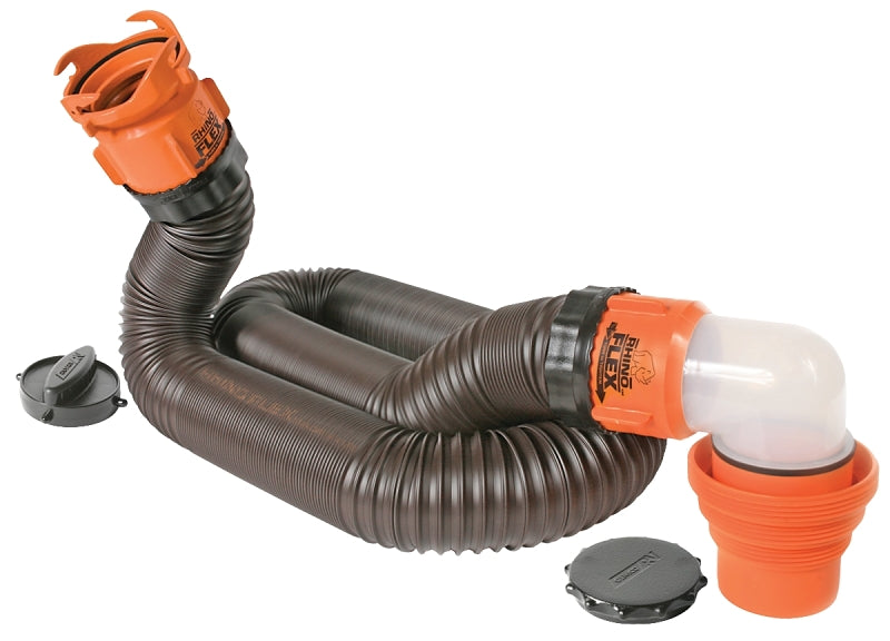 CAMCO Camco USA RhinoFLEX 39761 Sewer Hose Kit, Polyolefin/Steel, Black