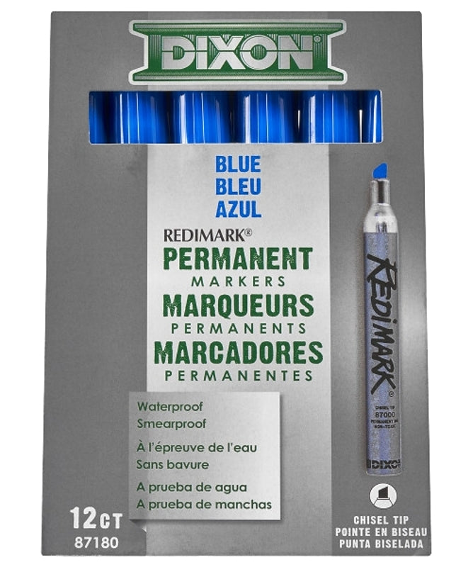 DIXON TICONDEROGA TICONDEROGA 87180 Marker, Blue, 6 in L, Metal Barrel