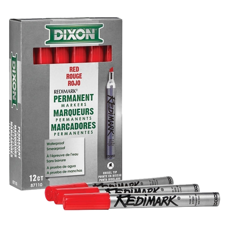 DIXON TICONDEROGA Dixon Ticonderoga 87110 Marker, Red, 6 in L, Metal Barrel