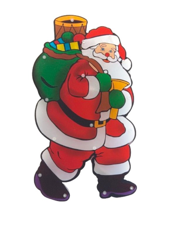 SANTAS FOREST Santas Forest 60973 Santa, 10 in W, Plastic, Colorful, Mini Bulb, Internal Light