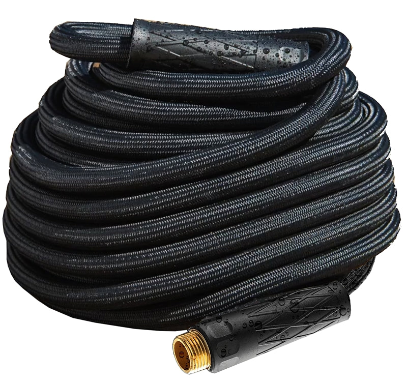 XHOSE HydroSteel Pro 8588 Water Hose with Brass Nozzle, 3/8 in, 100 ft L, Rubber/Vinyl, Black