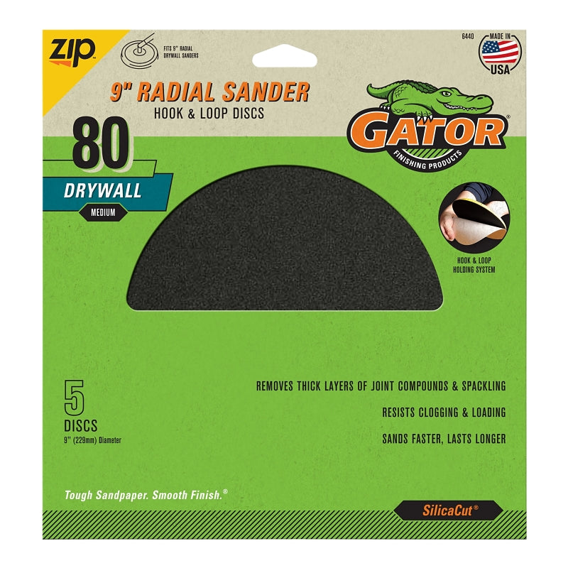 GATOR Gator 6440 Radial Sander, 9 in Dia, 80 Grit, Medium, Silicon Carbide Abrasive TOOLS GATOR