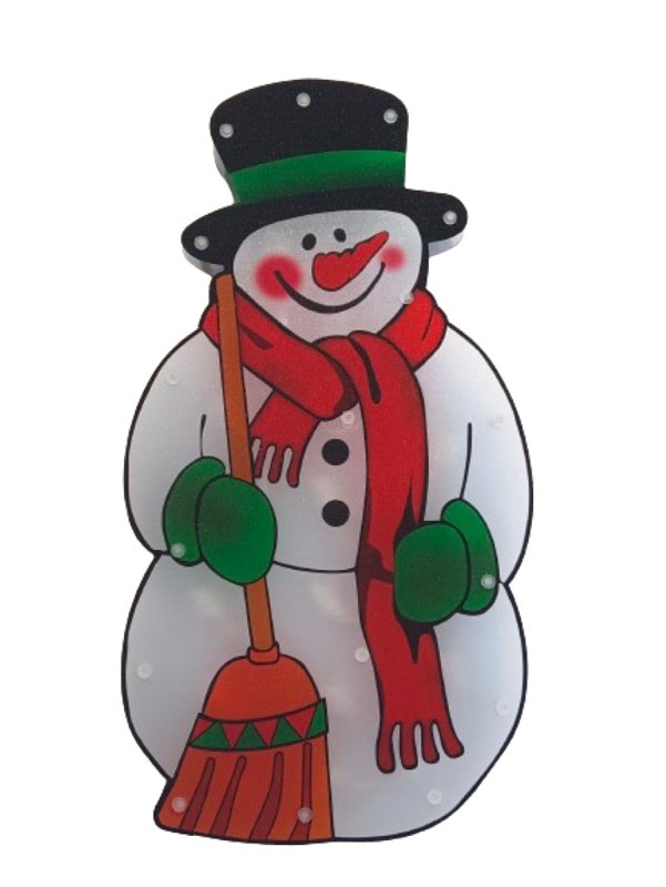 SANTAS FOREST Santas Forest 60975 Snowman, 10 in W, Plastic, Colorful, Mini Bulb, Internal Light