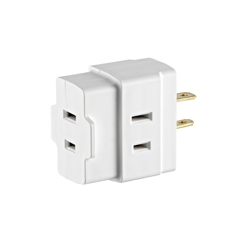 LEVITON Leviton 002-00531-00W Triple Tap Outlet Adapter, 2-Pole, 15 A, 125 V, 3-Outlet, White ELECTRICAL LEVITON