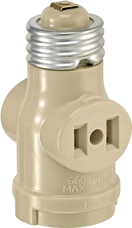 LEVITON Leviton 004-01403-00I Adapter, 660 W, 2-Outlet, Bakelite, Ivory ELECTRICAL LEVITON