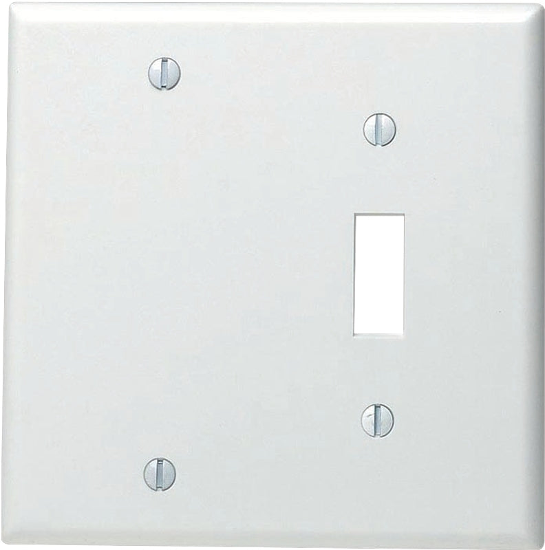 LEVITON Leviton 002-88006-000 Combination Wallplate, 4-1/2 in L, 4.56 in W, Standard, 2-Gang, Thermoset, White, Smooth