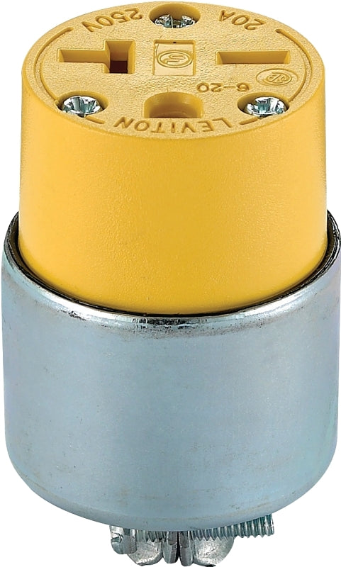 LEVITON Leviton 000-620CA-000 Armored Connector, 2-Pole, 20 A, 250 V, NEMA: NEMA 6-20R, Yellow ELECTRICAL LEVITON