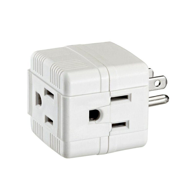 LEVITON Leviton C28-00692-0WH Triple Tap Adapter, 15 A, 125 V, NEMA: NEMA 5-15R, White