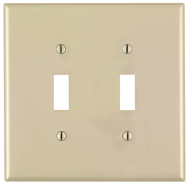 LEVITON Leviton 00PJ2-00T Switch Wallplate, 4-7/8 in L, 3-1/8 in W, 2 -Gang, Nylon, Light Almond