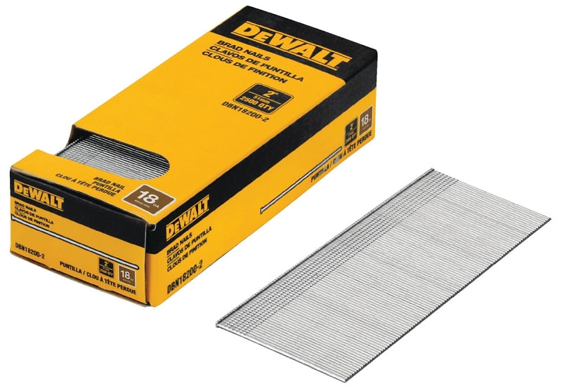 DEWALT DEWALT DBN18200-2 Nail, 2 in L, 18, Metal, Coated, Brad, Flat Head, Smooth Shank