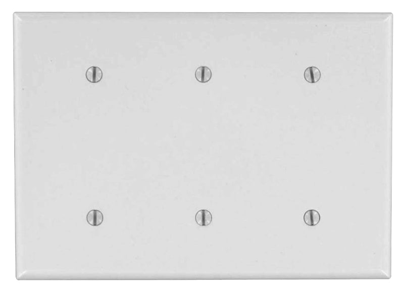 LEVITON Leviton 88035 Blank Wallplate, 4-1/2 in L, 6.38 in W, 0.22 in Thick, 3 -Gang, Thermoset Plastic, White