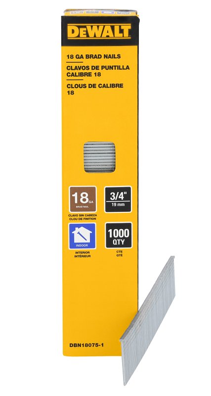 DEWALT DEWALT DBN18075-1 Collated Brad Nail, 3/4 in L, 18 ga, Metal, T-Style Head, Smooth Shank