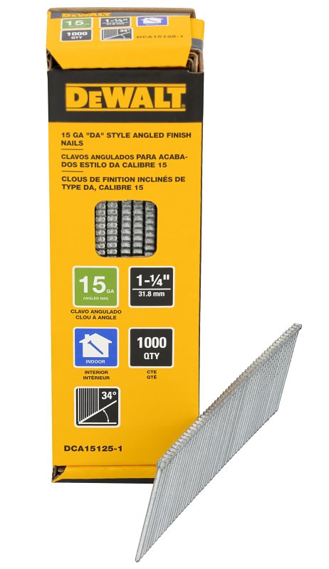 DEWALT DEWALT DCA15125-1 Finishing Nail, 1-1/4 in L, Steel, Galvanized, Round Head, 1000 PK