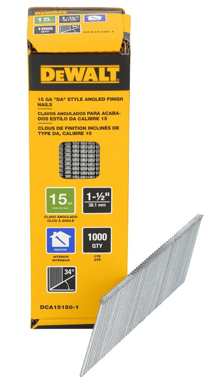 DEWALT DEWALT DCA15150-1 Finishing Nail, 1-1/2 in L, Steel, Galvanized, Round Head, 1000 PK