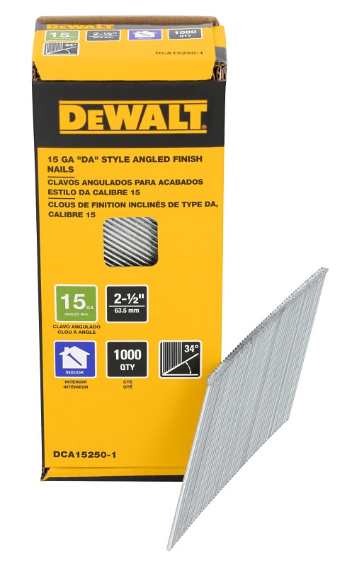 DEWALT DEWALT DCA15250-1 Finishing Nail, 2-1/2 in L, Steel, Galvanized, Round Head, 1000 PK
