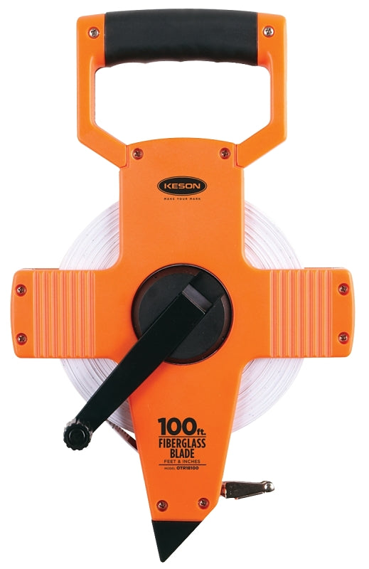 KESON LLC Keson OTR18100 Tape Measure, 100 ft L Blade, 1/2 in W Blade, Fiberglass Blade, ABS Case, Pumpkin Case