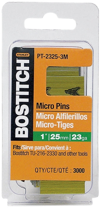 BOSTITCH Bostitch PT-2325-3M Pin Nail, 0.64 in Dia, 1 in L, 23 ga Thick, Steel, Bright HARDWARE & FARM SUPPLIES BOSTITCH