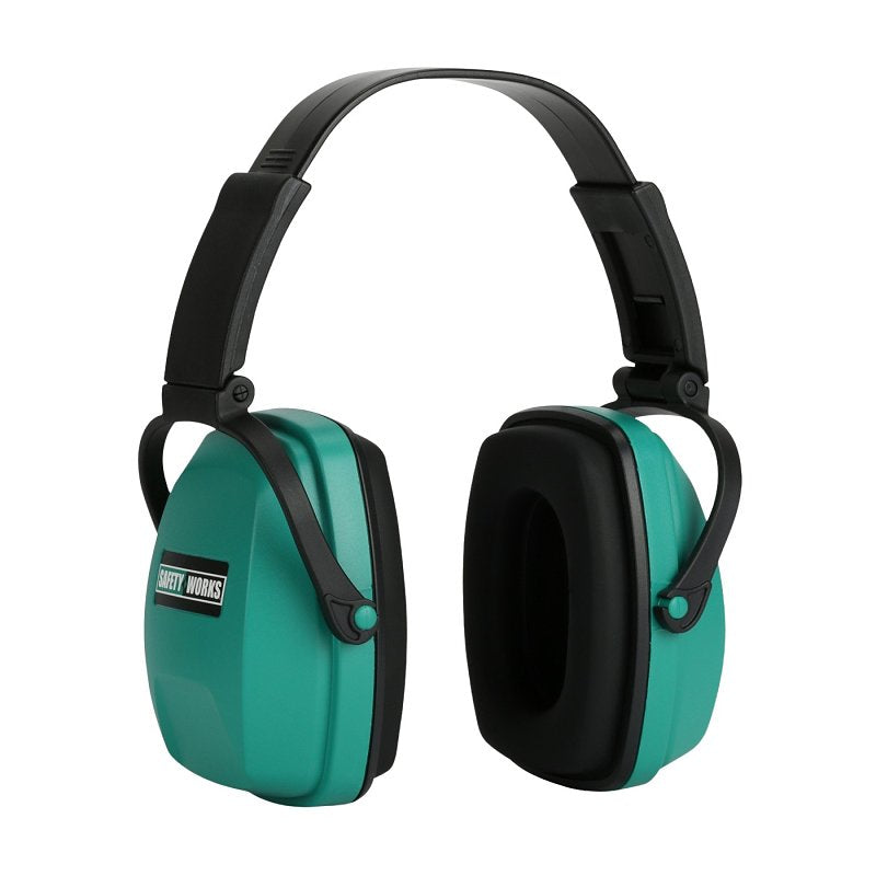 BOSS MFG Safety Works SWX00115 Foldable Ear Muffs, One-Size, 26 dB NRR, Adjustable Headband, PVC