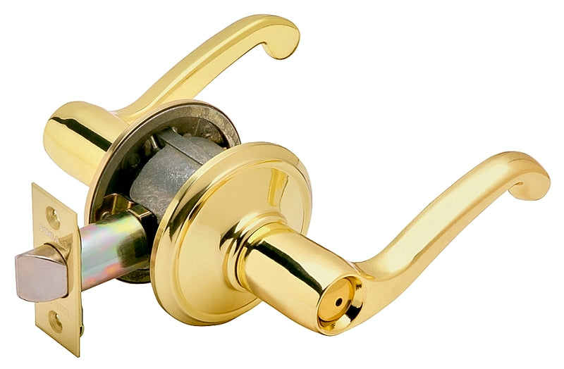 SCHLAGE LOCK Schlage F Series F40V FLA 605 Privacy Lever, Mechanical Lock, Bright Brass, Metal, 2 Grade, Residential HARDWARE & FARM SUPPLIES SCHLAGE LOCK