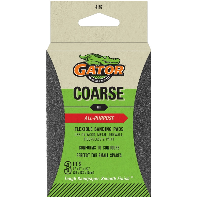 GATOR Gator 4157 Sanding Pad, 4 in L, 3 in W, 60 Grit, Coarse, Aluminum Oxide Abrasive PAINT GATOR