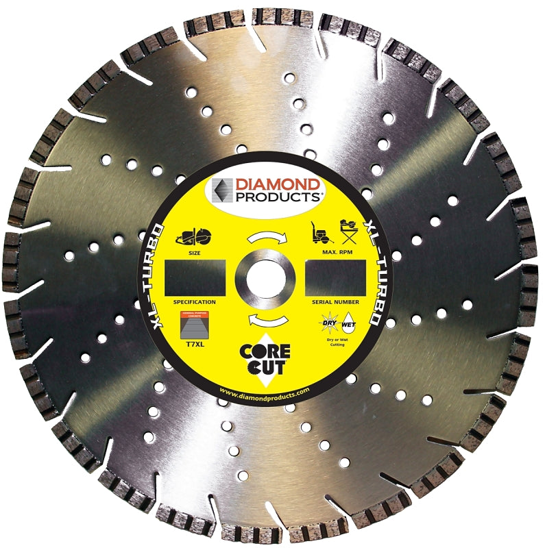 DIAMOND PRODUCTS Diamond Products 19312 Circular Saw Blade, 14 in Dia, Universal Arbor, Applicable Materials: Cured Concrete