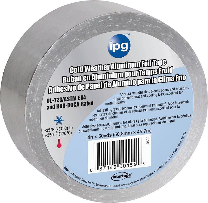 INTERTAPE POLYMER IPG 9503 Foil Tape with Liner, 50 yd L, 3 in W, Aluminum Backing
