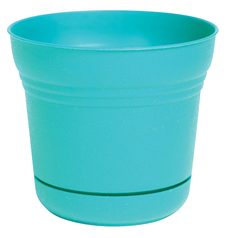BLOEM Bloem SP1027 Planter, 8-1/2 in H, 10 in W, Bell, Plastic, Teal, Matte