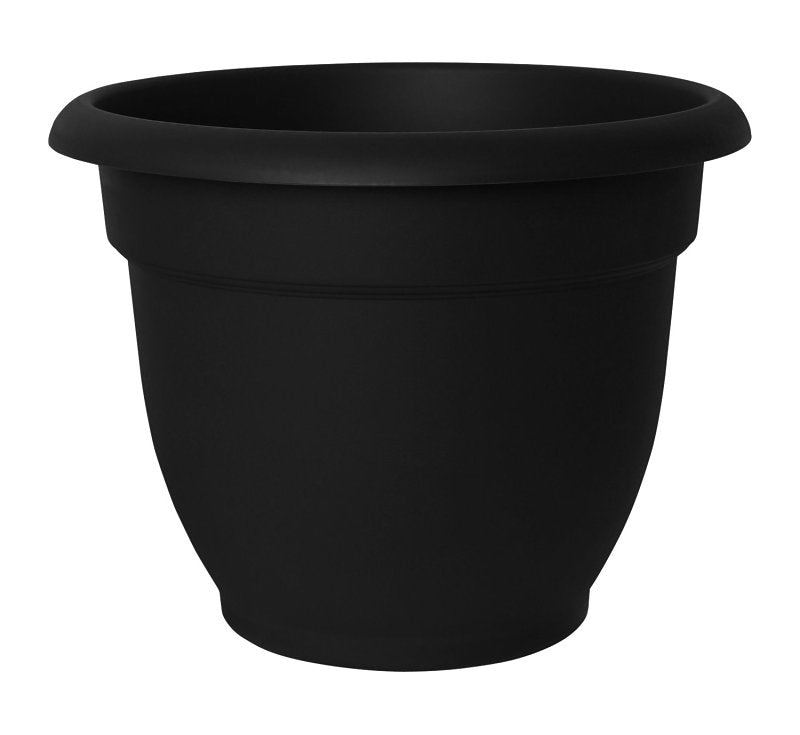 BLOEM Bloem 20-56916 Planter, 13-3/4 in H, 17-3/4 in W, Plastic, Black LAWN & GARDEN BLOEM