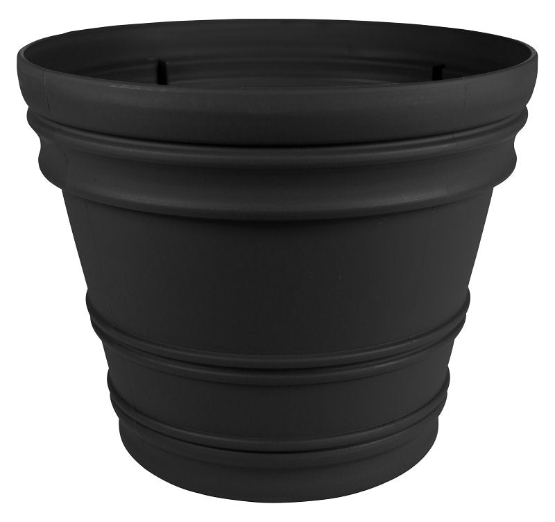 BLOEM Bloem RR2200 Rim Planter, 19.4 in H, 21.7 in W, Plastic, Black LAWN & GARDEN BLOEM