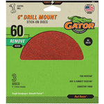 GATOR Gator 3012 Sanding Disc, 6 in Dia, 60 Grit, Coarse, Aluminum Oxide Abrasive, Paper Backing TOOLS GATOR