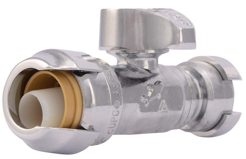 SHARKBITE SharkBite 23049-0000LF Straight Stop Valve, 1/2 x 1/4 in Connection, Compression, 200 psi Pressure, Brass Body