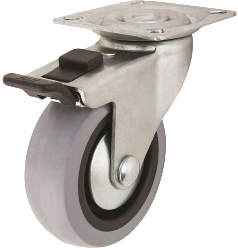 SHEPHERD Shepherd Hardware G1 Series 3546 Swivel Caster with Brake, 3 in Dia Wheel, TPR Wheel, Gray, 121 lb HARDWARE & FARM SUPPLIES SHEPHERD