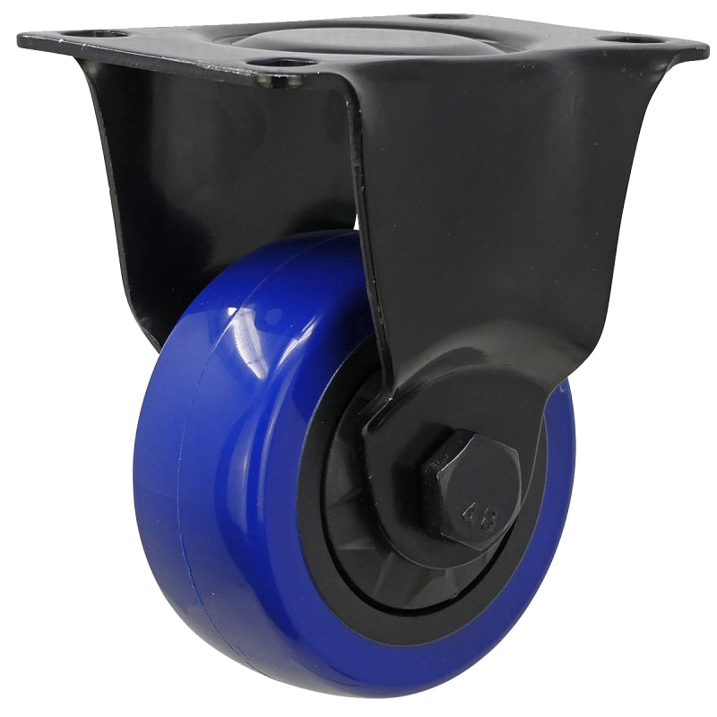 SHEPHERD Shepherd Hardware 3659 Rigid Caster, 3 in Dia Wheel, TPU Wheel, Black/Blue, 225 lb, Polypropylene Housing Material