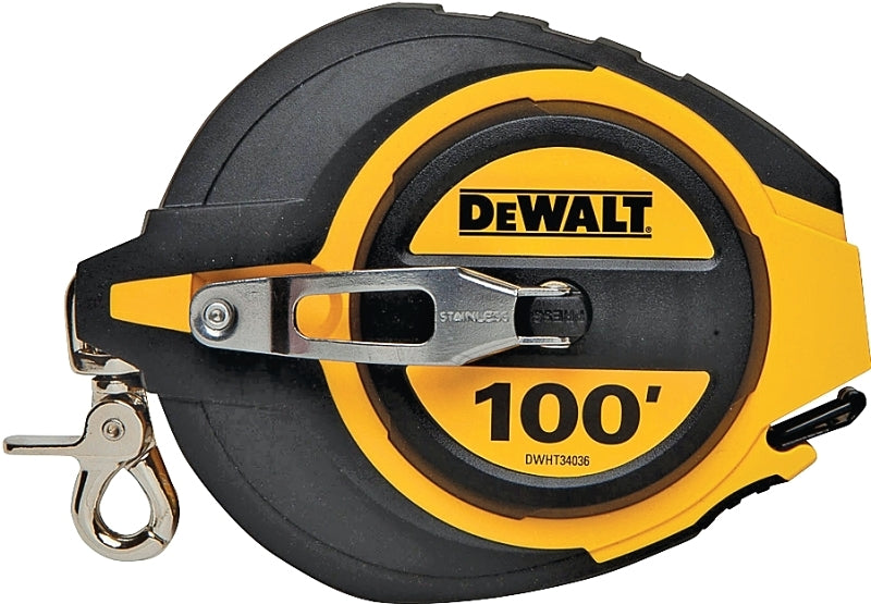 DEWALT DEWALT DWHT34036L Tape Measure, Single Sided Blade, 100 ft L Blade, 3/8 in W Blade, Steel Blade, ABS Case