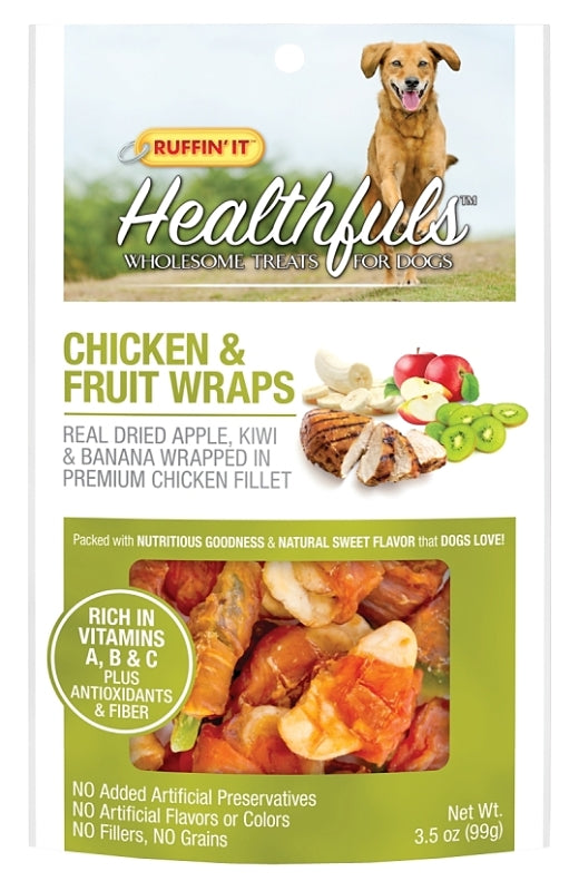 RUFFIN'IT Ruffin'It 08302 Wholesome Dog Treat, 3.5 oz, Ingredients: Kiwi and Banana Wrapped in Premium Chicken Fillet PET & WILDLIFE SUPPLIES RUFFIN'IT