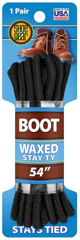 SHOE GEAR Shoe Gear 1N311-34 Boot Lace, Round, Black, 54 in L