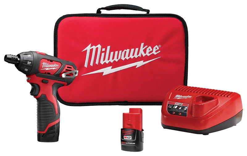 MILWAUKEE Milwaukee M12 2401-22 Screwdriver Kit, Battery Included, 12 V, 1.5 Ah, 1/4 in Chuck, Hex Quick Change Chuck TOOLS MILWAUKEE