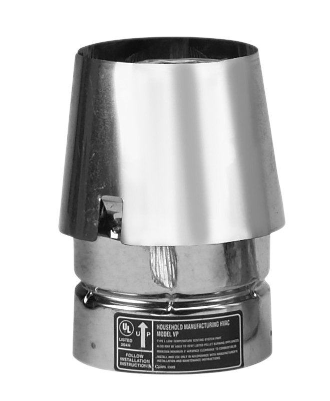SELKIRK Selkirk 4VP-EC Exit Cap, 4 in Dia, 5-3/4 in L, 304 Stainless Steel, Galvanized