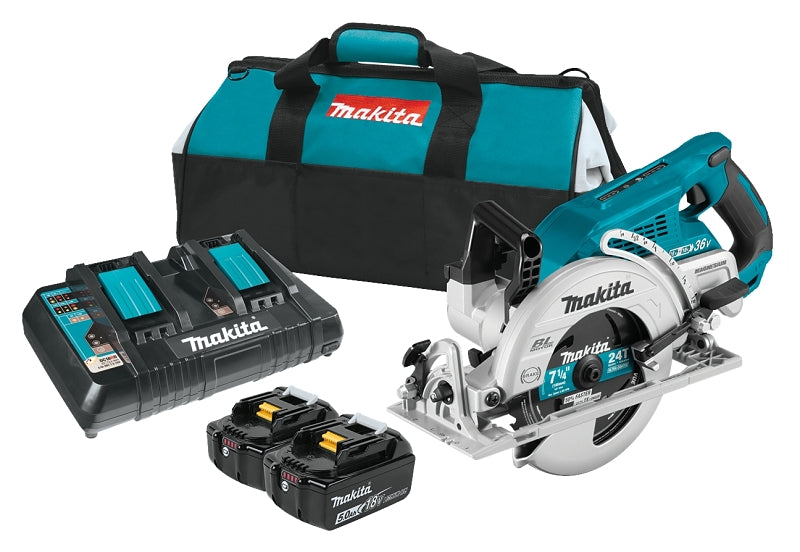 MAKITA Makita XSR01PT Circular Saw Kit, Battery Included, 18 V, 5 Ah, 7-1/4 in Dia Blade, 0 to 53 deg Bevel