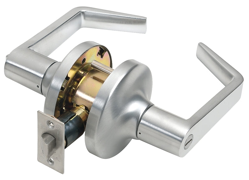 TELL MANUFACTURING Tell Manufacturing CL100016 Privacy Lever, Pushbutton Lock, Satin Chrome, Steel, Reversible Hand, 2 Grade