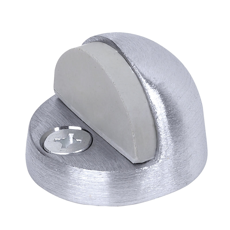 TELL MANUFACTURING Tell Manufacturing DT100032 High-Dome Door Stop, 1-3/4 in Dia Base, Brass, Satin Chrome