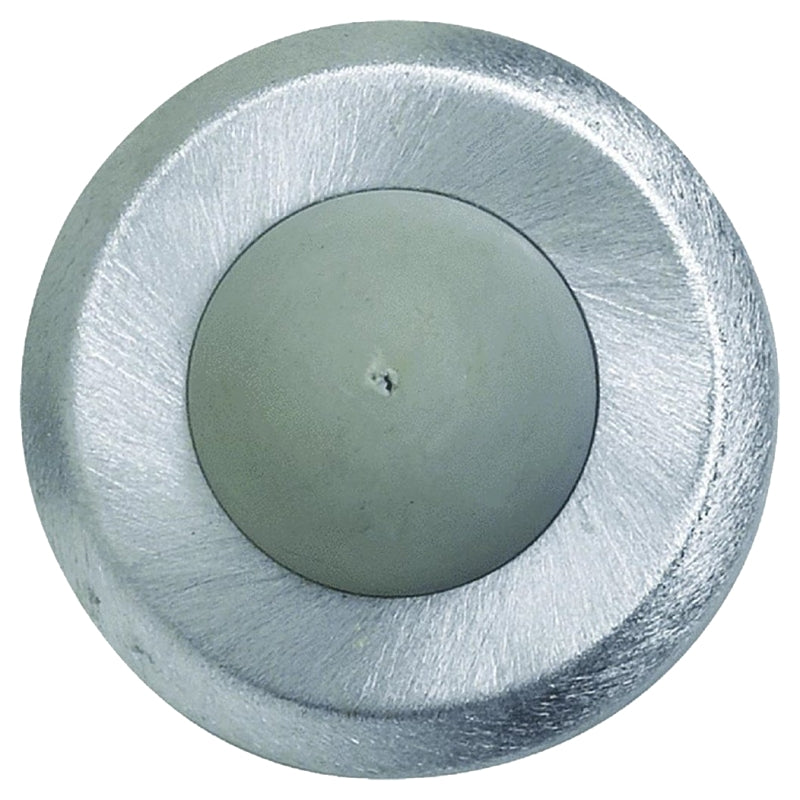 TELL MANUFACTURING Tell Manufacturing DT100085 Stop and Bumper, Gray, 2-1/2 in Dia Base, 1 in Projection, Iron, Satin Chrome