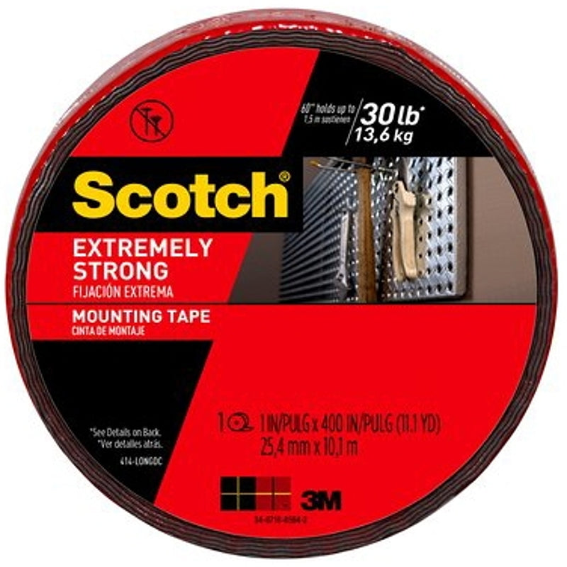 SCOTCH Scotch 414-LONG-DC Mounting Tape, 400 in L, 1 in W, Black